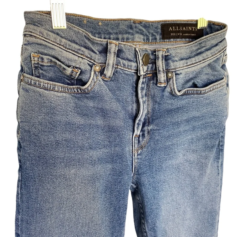 All Saints Zoe Cropped Bootcut Jeans in Light Indigo Blue - Picture 6 of 9